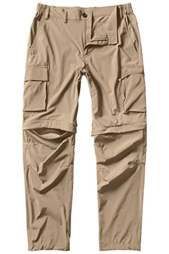 Gash Hao Mens Hiking Convertible Pants Outdoor Waterproof Quick Dry Zip Off Lightweight Fishing Pants（161Khaki 38X30）