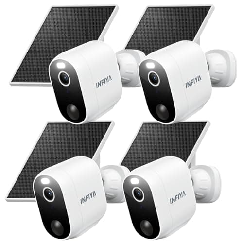 INFIYA Security Cameras Wireless Outdoor-Solar&Battery Powered 2K 2.4G Cameras for Home Security, Instant Alert, AI Human Detection, Color Night Vision, 2-Way Talk, SD Storage, Work with Alexa, Z1 4P