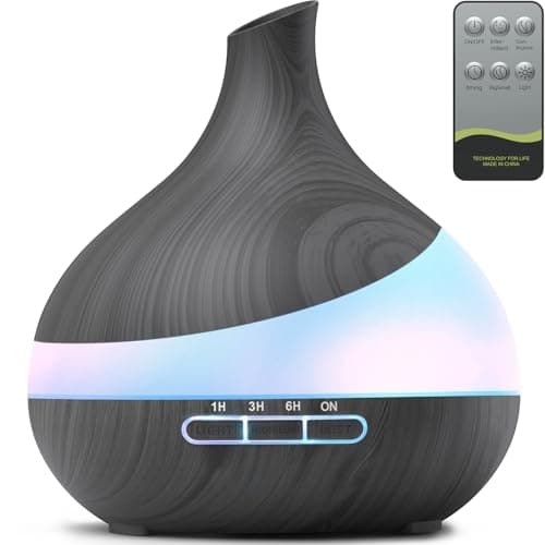 500 ML Essential Oil Diffuser, Upgrade Aroma Diffuser for Large Room, Aromatherapy Diffuser Humidifier with Remote Control 14 Color Lights 4 Timer Setting Auto Shut-Off