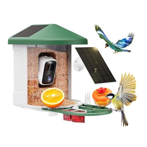 Bird Feeder with Camera with AI Identify Bird Species Solar Panel, Smart Bird House with Cam, Live View, Instant Arrival Alerts, Capture Bird Video, Bird Lover Watching Birds