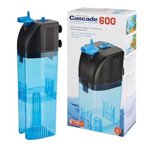 Penn-Plax Cascade 600 Fully Submersible Internal Filter – Provides Physical, Biological, and Chemical Filtration for Aquariums and Turtle Tanks