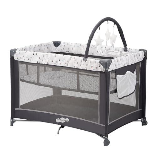Pamo Babe Pack and Play with Bassinet, Portable Playard for Baby