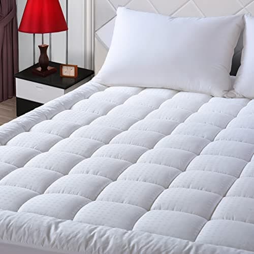 EASELAND Queen Size Mattress Pad Pillow Top Mattress Cover Quilted Fitted Mattress Protector Cotton Top Stretches up 8-21" Deep Pocket Cooling Mattress Topper (60x80 inch, White)