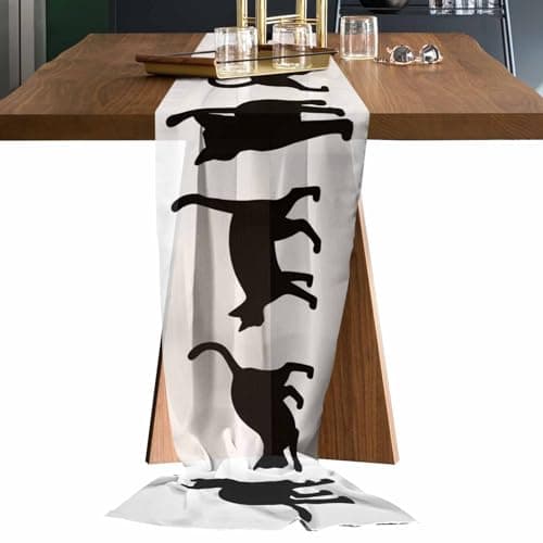 TocaHome Chiffon Table Runner, Sheer Table Runners Romantic Wedding Tableclothes, Black Cat Silhouette Table Cloth for Party Table Centerpieces Decorations 27x120 inch