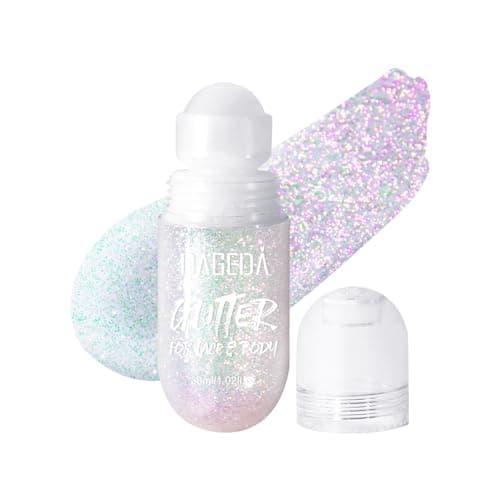 DAGEDA Body Glitter Gel, Roll-on Face Glitter for Mermaid Makeup Festival Rave Accessories, Holographic Hair Glitter Gel,Body Shimmer Halloween Makeup for Rave Party (Sparkling Pink)