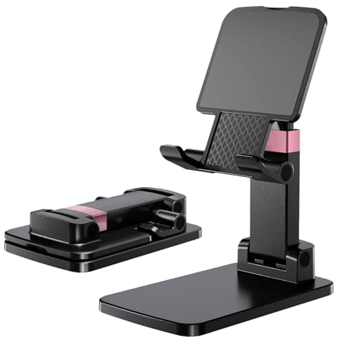 Best Phone Stands #9 from Meizigua Meizigua Phone Stand for Desk Cellphone Holder Height Angle Adjustable Stands, Anti-Slip Base, Compact Design for iPhone Android Devices,Black,1Pack