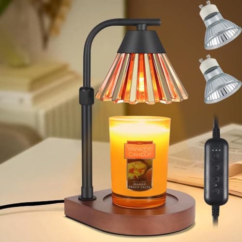 Candle Warmer Lamp Electric Candle Warmer Lamp with 2 Bulbs Compatible with Yankee Candle Large Jar Dimmable Candle Melter for Scented Candles Top-Down Candle Melting, Home Decor