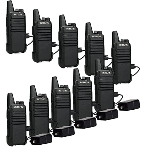 Retevis RT22 Walkie Talkies Rechargeable,Long Range Two Way Radio,2 Way Radio for Adults, Handsfree VOX Mini, for Business Office School Church Restaurant Retail(Black,10 Pcs, 5 Box)