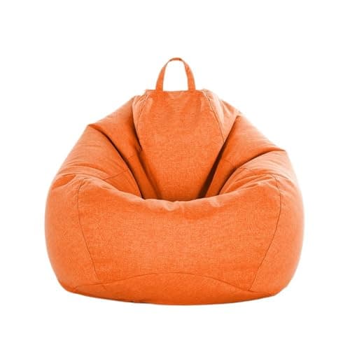 Comfy Giant Bean Bag Chairs for Adults Kids Teens Without Filling, (No Filler) Large Bean Bag Cover Only, Stain-Resistant Linen Cloth Lazy Sofa Chair Cover for Living Room Bedroom Office, 3Ft,Orange