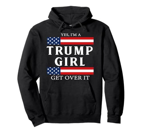 USA Patriotic Proud Trump Girl Vote America Flag Design Pullover Hoodie