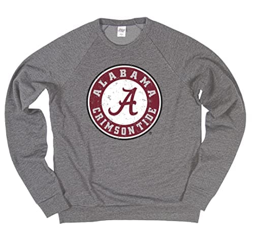 Blue 84 Men's Alabama Crimson Tide Tri-Blend Crewneck Sweatshirt Vintage Icon Heather Grey, Grey, Large