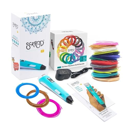 SCRIB3D P1 3D Printing Pen with 3 Starter Colors and PLA Refill Pack with 20 Assorted Colors