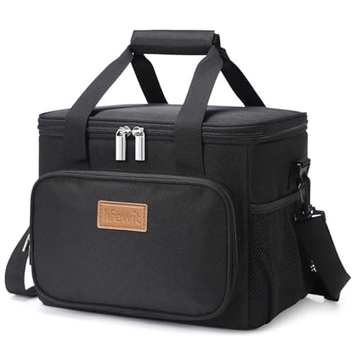 Lifewit Medium Lunch Bag Insulated Lunch Box Soft Cooler Cooling Tote for Adult Men Women, Black 12-Can (9L)
