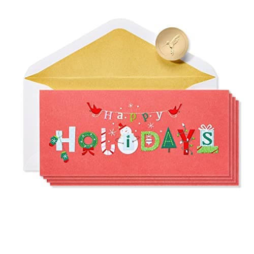 Papyrus Boxed Christmas Cards with Envelopes, Wishing You the Very Best, Happy Holidays (16-Count)