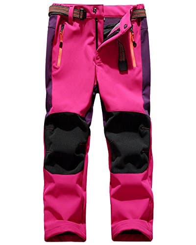 Jessie Kidden Kids Boys Girls Youth Waterproof Windproof Hiking Ski Snow Pants Elastic Waist Warm Insulated Fleece Lined Winter Pants (16010 Rose Red, 6-7 Years)