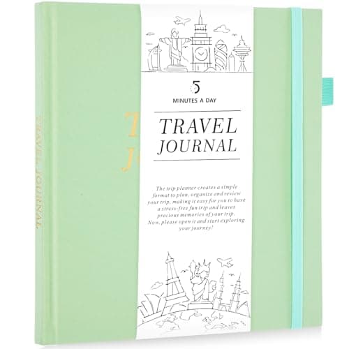 Travel Journal for Women, Adventure Book for 20 Trips, Travel Planner Notebook Diary for Traveler, Vocation Planner, Travel Gifts(126 Pages, Light Green)