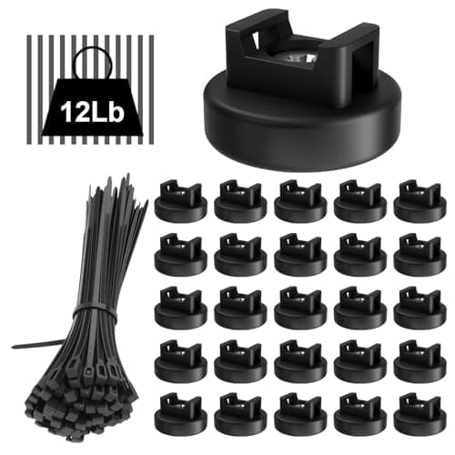 Taiidaues 125 Pcs Magnetic Zip Tie Mount, Heavy Duty Magnetic Cable Ties (25 Pcs Multipurpose Magnets & 100 Pcs Releasable Zip Ties) Magnetic Wire Holder for Home Office Electrical Wire Management