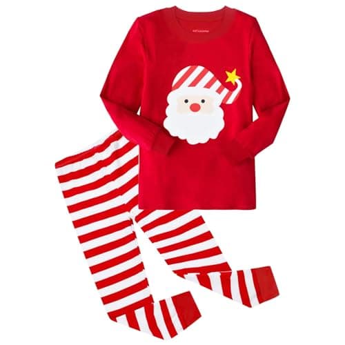 HYCLES Christmas Pajamas for Kids Girls Holiday Long Sleeve Sleepwear Santa Cotton Pajamas Sets for 2-12Y Boys/Toddler Pjs