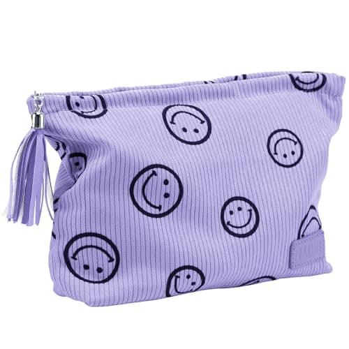 Makeup Bag Small Cosmetic Pouch: Cosmetic Bag for Purse - Cute Make up Bags with Tassel - Gifts for Teen Girl (02-Purple)