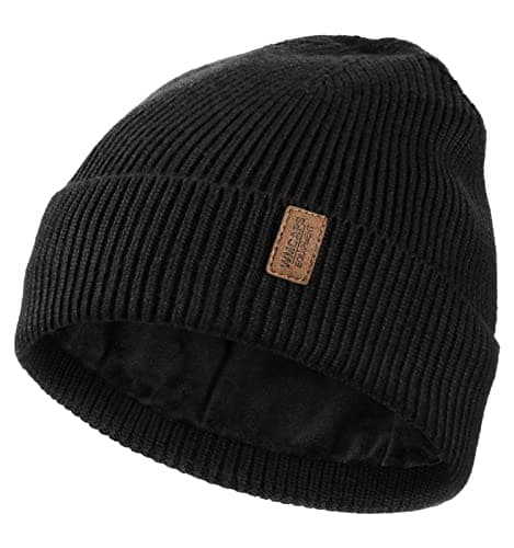 Wmcaps Winter Beanie for Men Women, Fleece Lined Beanie Soft Warm Knit Hat Ski Stocking Cuffed Cap (Black)