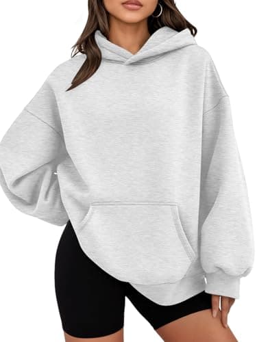 WYNNQUE Hoodies for Women Oversized Sweatshirts Fall Fashion Outfits 2025 Casual Sweaters Tops Fleece Plus Size Workout Comfy Winter Clothes Grey M