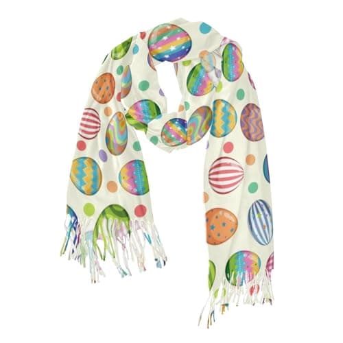 HOAIRONY Easter egg Women's Scarf Shawl Cashmere Feel Scarves Fashion Soft Winter Warm Large Scarf with Tassel (C-A18)