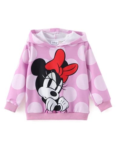 Disney Minnie Mouse Hoodie Sweatshirt Toddler Girls Cute Graphic Pullover Tops Kids Comfort Clothes for Birthday Gift Party Casual Outfit 4-5T