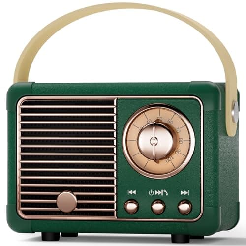 Vintage Retro Bluetooth Speaker Old Vintage Decor Birthday Gifts for Men Old School Mini Portable Wireless Speaker for Office,Room,Desk Accessories,Indoor,Outdoor Retro Gifts for Teen,Friends (Green)