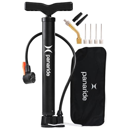 Bike Pump Floor, Advanced Bike Tire Inflator, Bicycle Hand Air Pump with Dual Presta and Schrader Valves, Handheld Bike Pump, Suitable for Road and Mountain Bikes, Baby Stroller, Balls (angle adapter)