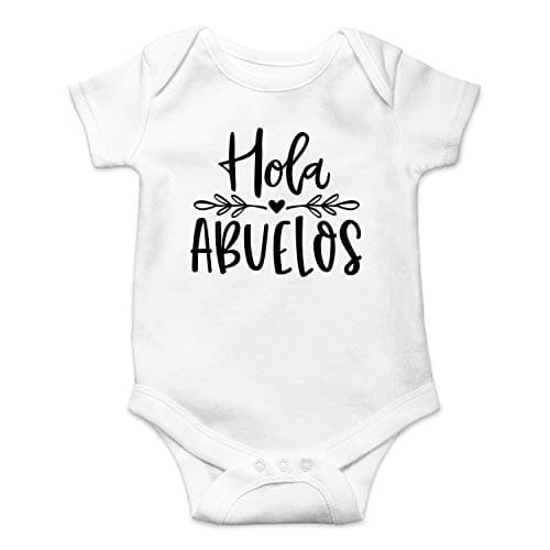 Funnwear Hola Abuelos - Spanish Grandparents Grandma Grandpa Infant Funny Mexican Hispanic - Funny Cute Infant Creeper, One-Piece Baby Bodysuit (White, Newborn),FUNN0281BOWHNBRN