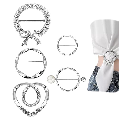 5 PCS Scarf Ring Clip T Shirt Tie Clips for Women for the Side Waist Tightener Clips Clothing Wrap Holder Round Circle Clip Belt Buckle