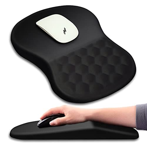 Hokafenle Ergonomic Mouse Pad Wrist Support with Massage Design, Wrist Rest Pain Relief Mousepad with Memory Foam&Non-Slip PU Base, Mouse Pads for Wireless Mouse & Desk (12x8 inch,Black)