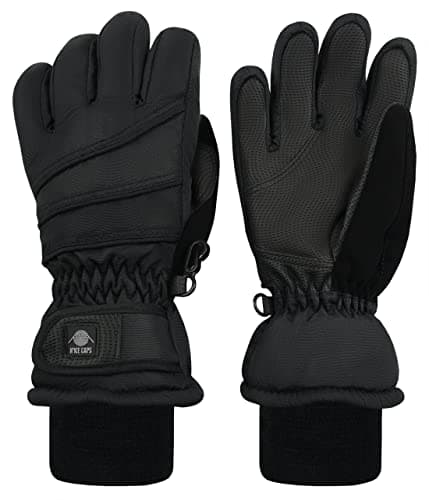 N'Ice Caps Kids Waterproof Winter Thinsulate Warm Gloves (Black, 9-10 Years)