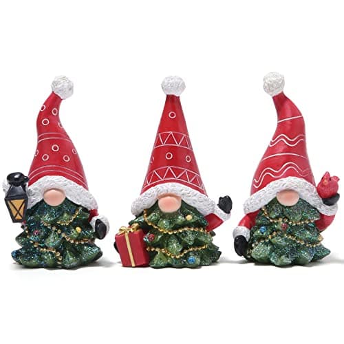 Hodao 3 PCS Christmas Gnome Decorations Xmas Hat Gnomes Figurines Decors Handmade Elf Scandinavian Tomte Gnomes Figurines for Xmas Decor Gift - Christmas Party Home Gnome Decorations
