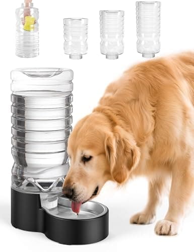 Heouvo 2.5 Gallon Automatic Dog Water Dispenser【Wide Mouth for Easy Hand-in Cleaning】【Removable Stainless Steel Bowl】, Gravity Refilling Large Capacity for Cats and Dogs, Multi-Pet Homes