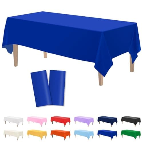 Kopokita 2PCS Royal Blue Plastic Tablecloths 54 x 108 Inch, Disposable Table Cloths Rectangle Party Table Covers