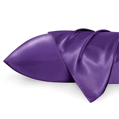 Bedsure Satin Pillowcase 2 Pack Similar to Silk Pillow Cases Standard Size, Pillow Case for Sleeping Women with Envelope Closure, Gifts for Women Men, Purple, 20x26 Inches