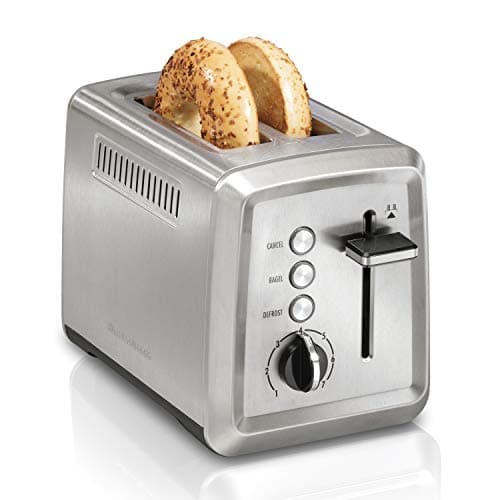 Hamilton Beach 2 Slice Toaster with Extra-Wide Slots, Bagel Setting, Toast Boost, Slide-Out Crumb Tray, Auto-Shutoff & Cancel Button, Defrost Function, Stainless Steel (22794)