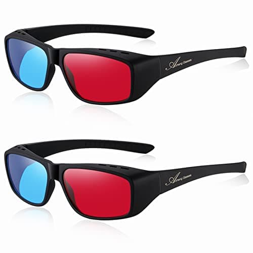 AoHeng Anaglyph Red Blue/Cyan 3D Glasses,Large Frame,Clearer,Brighter,for 3D Movie Comic(2 Pack)