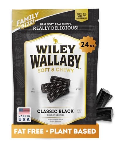 Wiley Wallaby Licorice 24 Ounce Classic Gourmet Soft & Chewy Australian Black Licorice Candy Twists, 1 Pack
