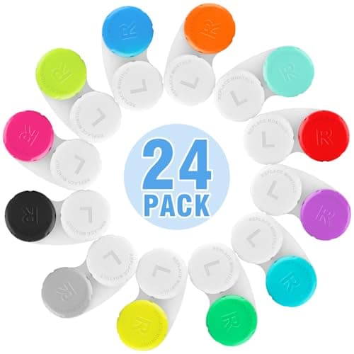 Phyyixs 24 Pack Colorful Cute Contact Lens Cases, Bulk Storage Box with 12 Colors, Leak-Proof and Durable, Portable Storage Kit for Home and Travel