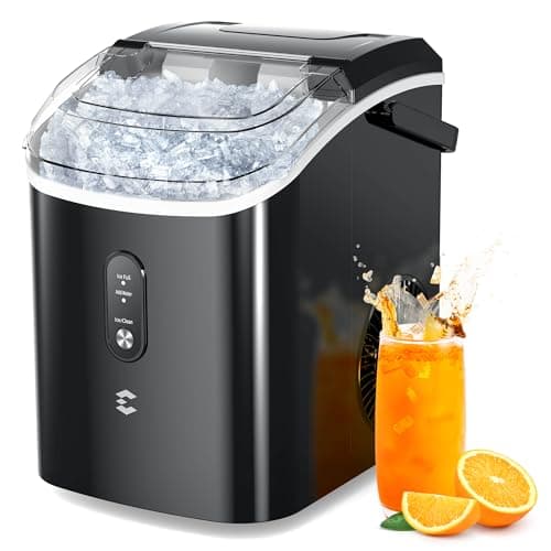 EASYERA Nugget Ice Maker Countertop,Chewable Pellet Ice, 33 LBS/24 H,Compact Self-Cleaning Ice Machine with Ice Bags，Pebble Ice Maker for Home, Kitchen, RV, Camping