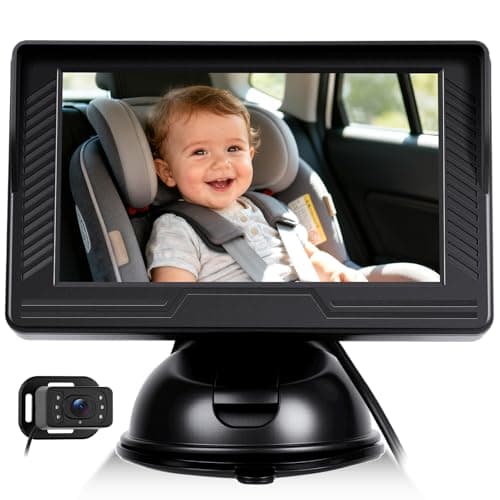 Baby Car Camera Rear-Facing Infant Monitor with Night Vision Car Camera for Baby Wide-Angle Lens Easy Install 360°Adjustable Display