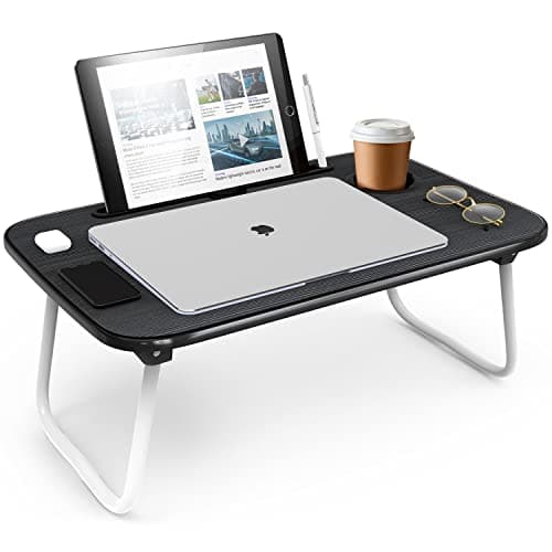 Nestl Lap Desk for laptop - Foldable Laptop Desk for Bed and Couch, Portable and Lightweight Laptop Stand for Bed Breakfast, Working, Reading, and Writing, Black, Small Laptop Tray