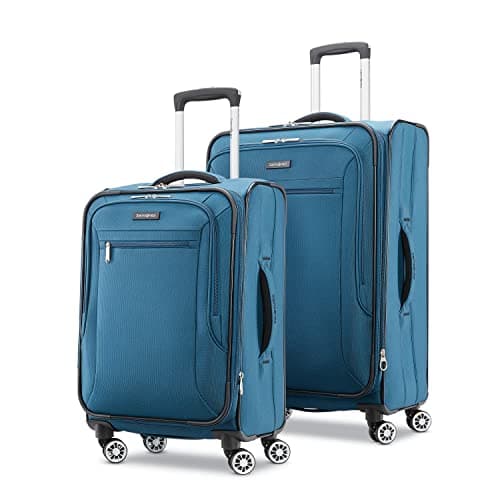 Samsonite Ascella X Softside Expandable Luggage with Spinners, Teal, 2PC SET (Carry-on/Medium)