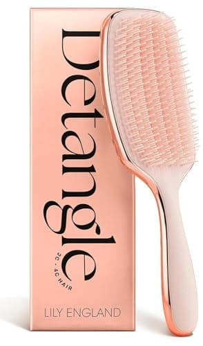 Lily England Detangling & Styling Brush - Pain-Free Brush for Curly Wet & Dry Hair With Flexible Bristles - Easy to Hold Rose Gold Brush for Women's 3c to 4c Curls