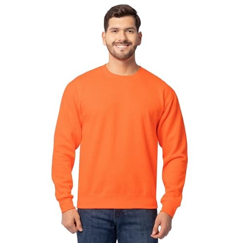Fruit of the Loom Men's Eversoft Fleece Sweatshirts & Hoodies, Sweatshirt-Safety Orange, X-Large