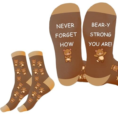 Liomxase Inspirational Gifts - Bear Gifts for Women,Motivational Positive Encouragement Cheer up Uplifting Emotional Support Graduation Gift Ideas for Boys Girls Women Men Socks,Stocking Stuffers