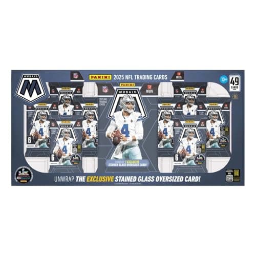 2025 Panini Mosaic Football Flagship Collection Trading Card Box (1 Stained Glass Oversized Card Per Box)