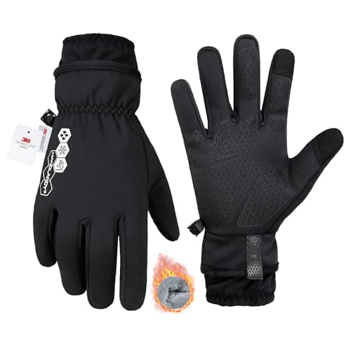 HANDLANDY Winter Gloves for Men & Women, Insulated Waterproof for Cold Weather, Thermal Glove for Cycling, Ski, Riding, Driving, Biking, Running (Black, Large)